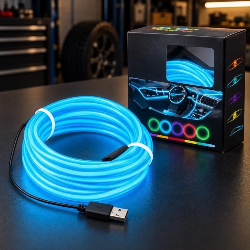 Fita de LED Neon Painel Carro 12V USB Cigarro 3/5m RGB Cores + Frete Grátis