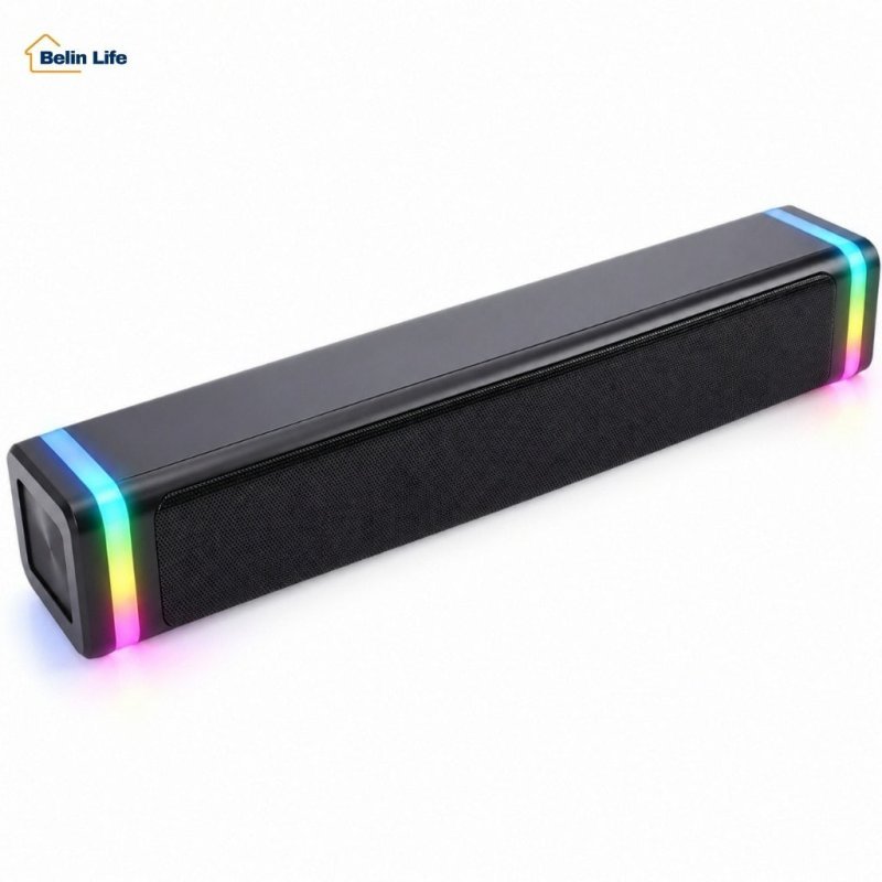 Caixa de Som RGB Aitek ACS4516 para PC 5W USB P2 Estéreo Controle no Cabo com Luzes RGB LED