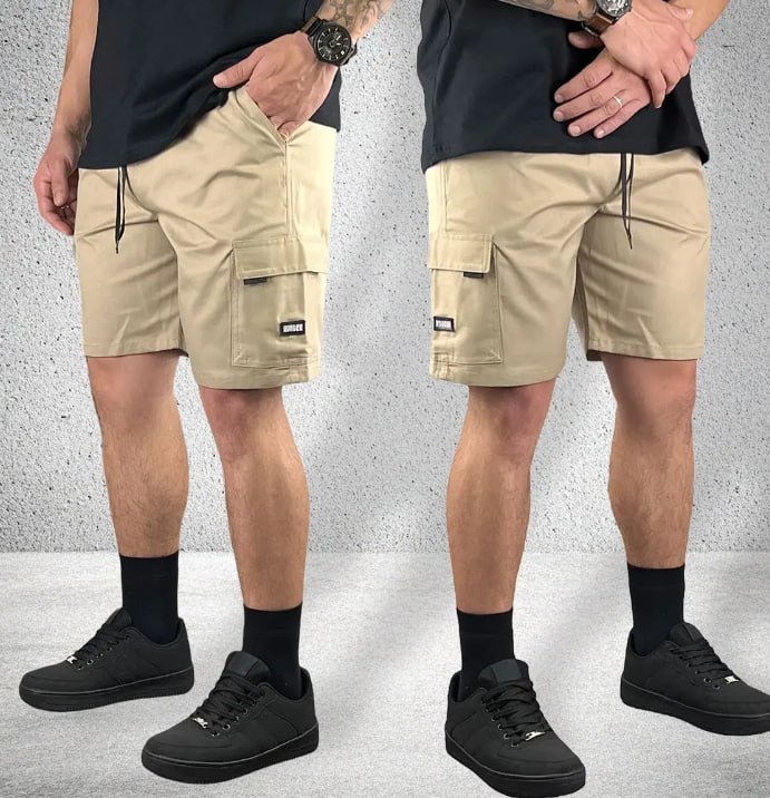 Kit 2 Bermudas Sarja Cargo Curta Streetwear Slim