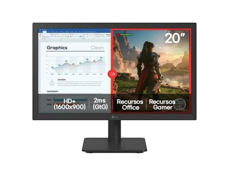 Monitor Gamer LG 20" 20U401A-B - 75hz, 2ms, UHD, LED, TN HD+