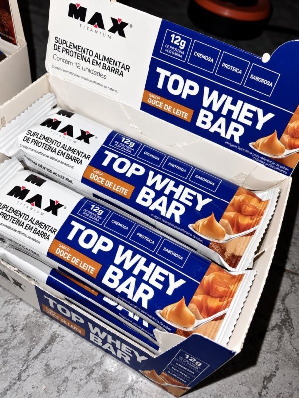 Max Titanium Top Whey Bar 12 Unidades De 41G (Doce De Leite) + Frete Grátis