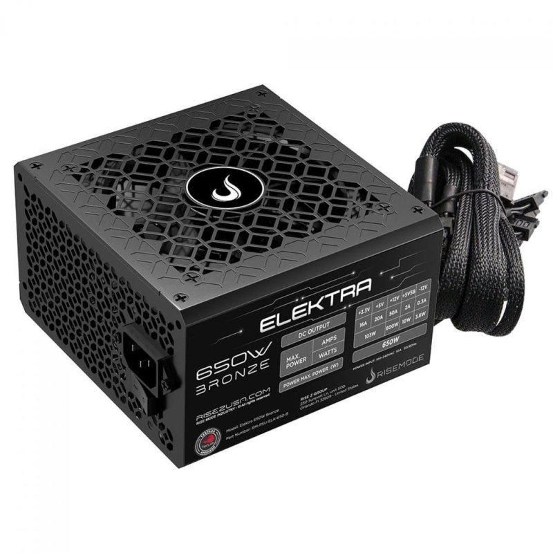 Fonte Rise Mode Elektra, 650W, 80 Plus Bronze, PFC Ativo, Preto, RM-PSU-ELK-650-B