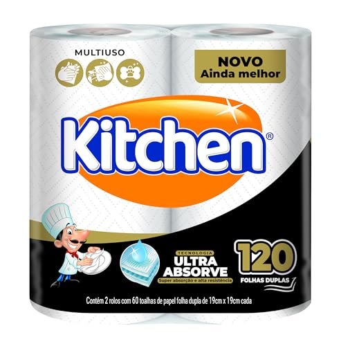 Papel Toalha Kitchen Folha Dupla - Pack com 2 rolos