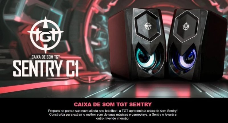 Caixas de Som Para PC TGT Sentry, Rainbow, 2x3W Rms, Preto