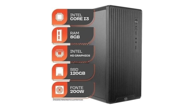 Pc Home Essential S, INTEL Core I3, 8GB de Ram, SSD 120GB