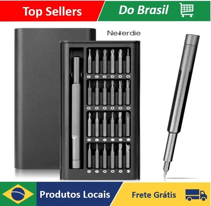 Kit Jogo Ferramenta Chave Magnética Precisão 24 Peças Pequenos Reparos