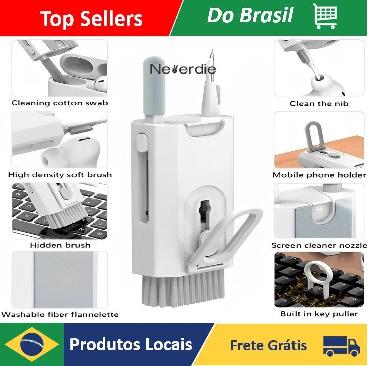 kit de escova de limpeza de teclado 8 em 1 multifuncional portátil para computador/fone de ouvido/ferramentas