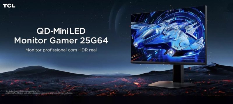 Monitor TCL 25" Gamer FHD Qd Mini Led 300Hz HDR10 F-SYNC Aj Altura D-PORT 25g64
