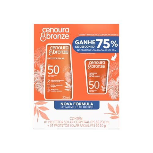 Kit Cenoura & Bronze Protetor Solar 200ml + Protetor Solar Facial 50g - FPS 50