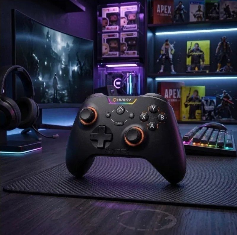 Controle Sem Fio Husky Hunter RGB para PC/Android/iOS – Preto