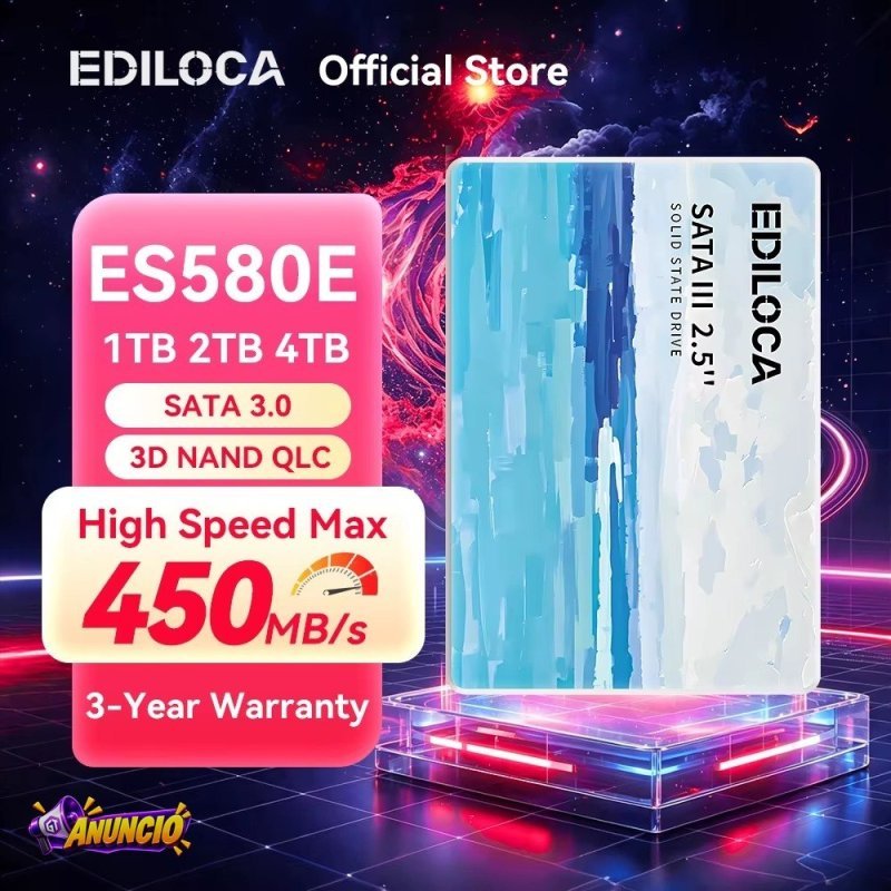 SSD Sata Ediloca ES580E 512GB 450 MB/s, NAND 3D QLC
