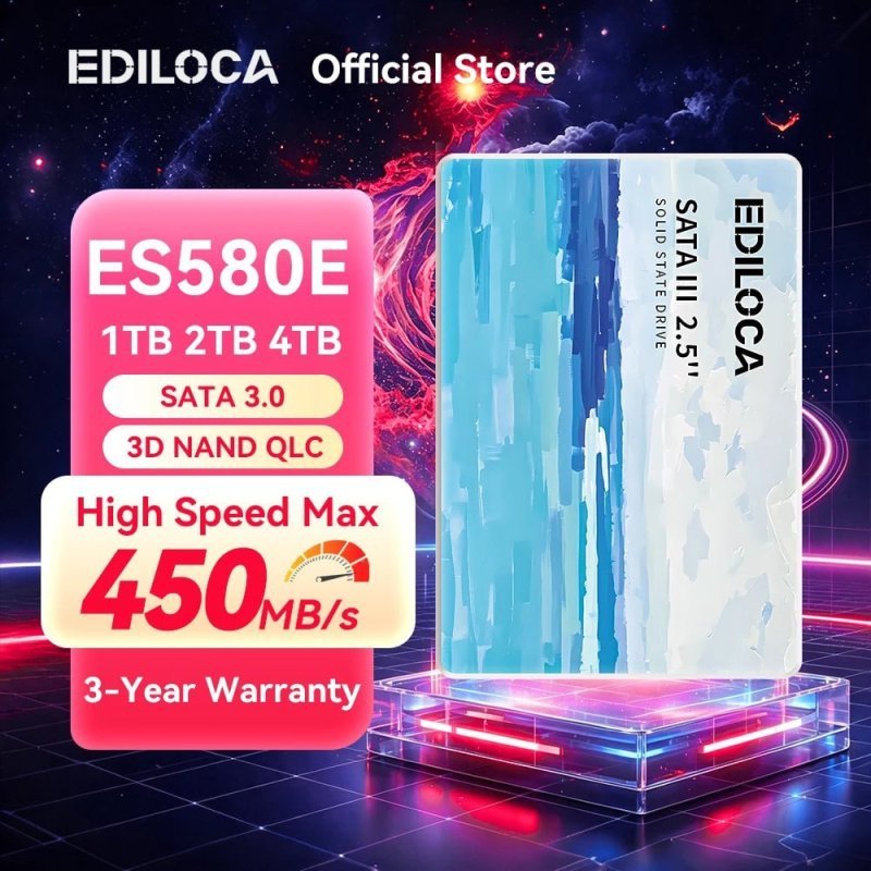SSD Sata Ediloca ES580E 512GB 450 MB/s, NAND 3D QLC