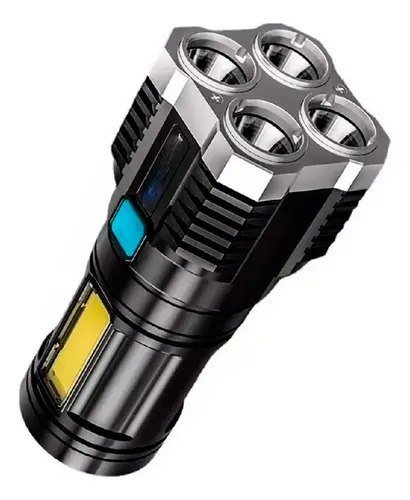Lanterna Tática Recarregável Mais Forte do Mundo Sítio LED Branco Preto