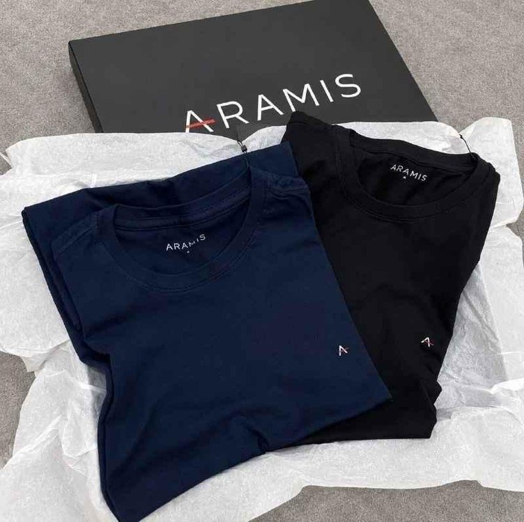 Kit 2 Camisetas Aramis Básicas Pretas + Frete Grátis