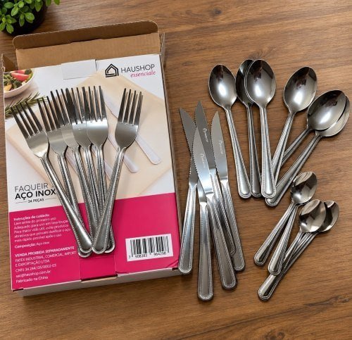 Faqueiro Inox Essenciale Haushop 24 pçs