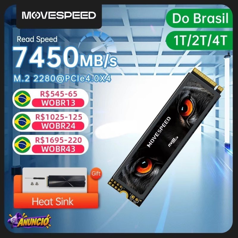 Nvme 2TB Pcie 4.0 Movespeed 7450 MB/s ssd nvme m.2 2280 4
