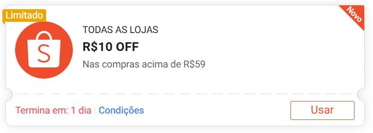 Cupom de R$ 10 OFF em compras acima de R$ 59