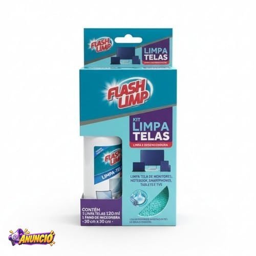 KIT LIMPA TELAS 120ml COM PANO MICROFIBRA 30cm