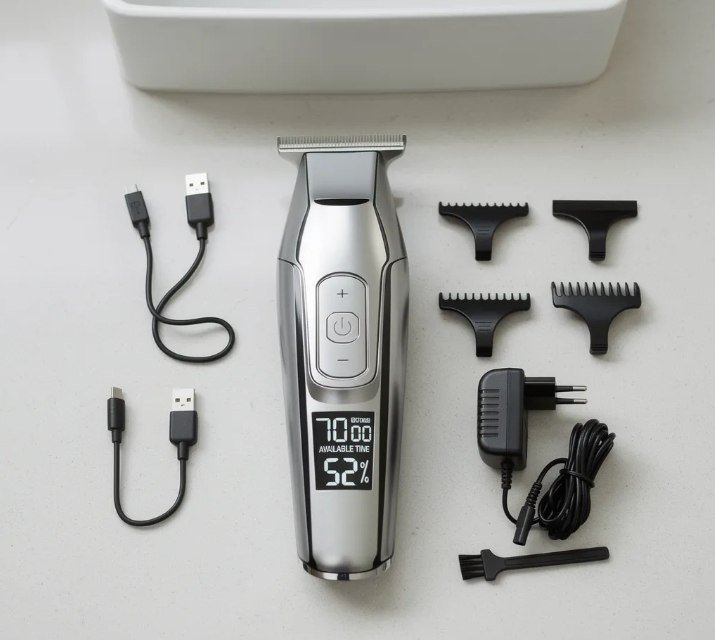 Maquina De Acabamento Profissional Prata Km 5027 Kemei Bivo + Frete Grátis