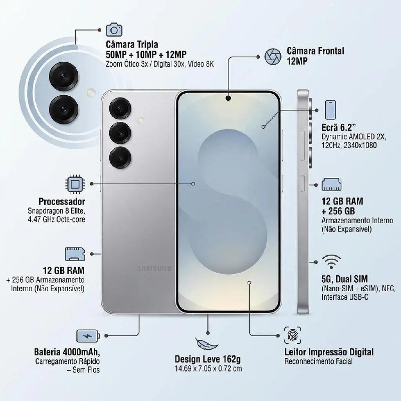 Samsung Galaxy S25 5g 256GB 12GB Camera Tripla Prata