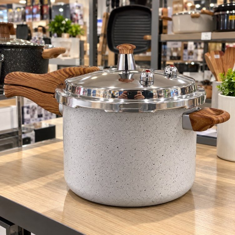 Panela Pressão 4,2l Indução Cerâmica 4 Válvulas Segurança Cor Cinza Claro + Frete Grátis