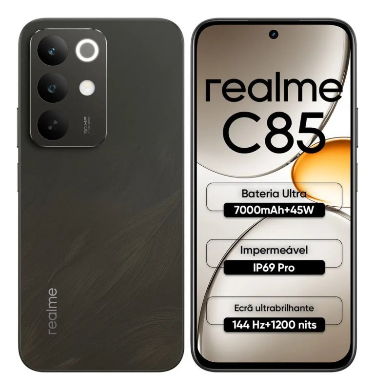 Smartphone Realme C85 128GB 6GB RAM Dual SIM Bateria 7000mAh Tela 144Hz IP69 Pro