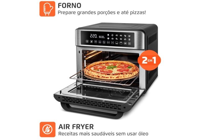 MONDIAL Fritadeira Air Fryer Forno Oven Digital 25L, Preto/Inox, 2000W, 110V AFO-25L-BI