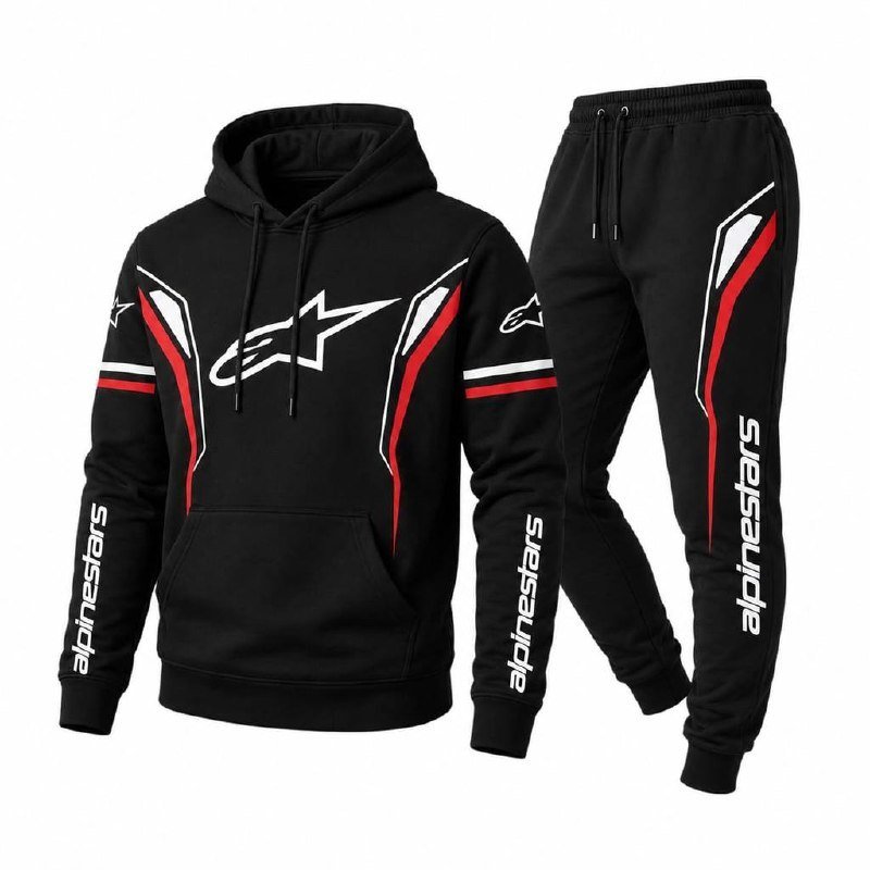 Conjunto Moletom Masculino Estampado Motoqueiro Estiloso Moderno Casaco Unissex Grosso Flanelado