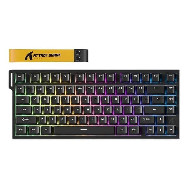 Teclado Mecânico Attack Shark R82HE 8000Hz Gamer Preto Inglês US