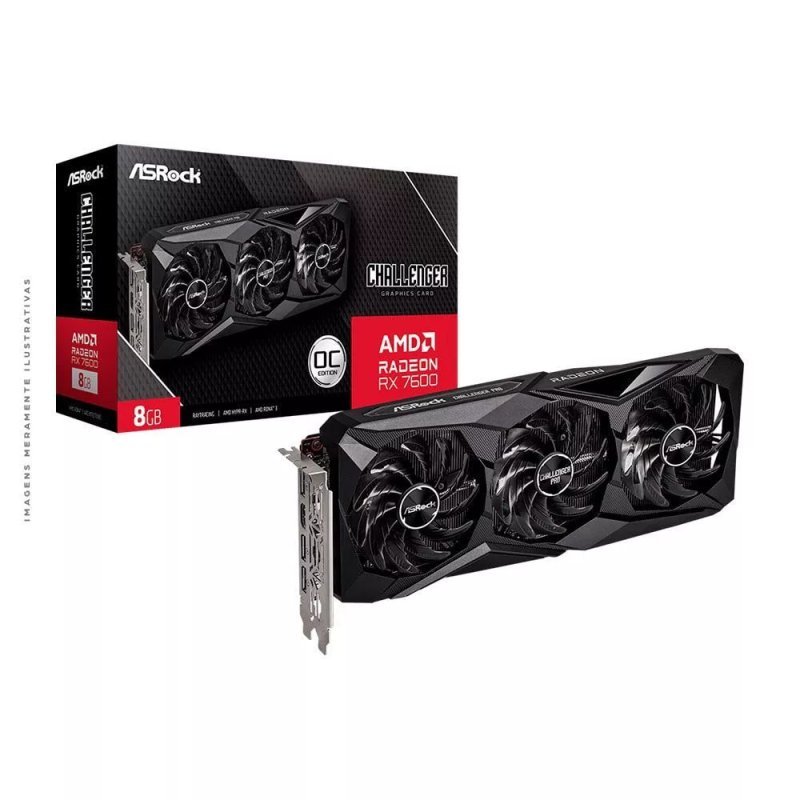 Placa de vídeo AMD Radeon ASROCK RX7600 8GB Challenger Pro OC