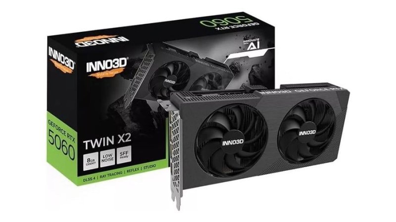 Placa de Vídeo NVIDIA GeForce INNO3D RTX5060 Twin X2 8GB 128Bits Gddr7 N50602-08D7-195071N