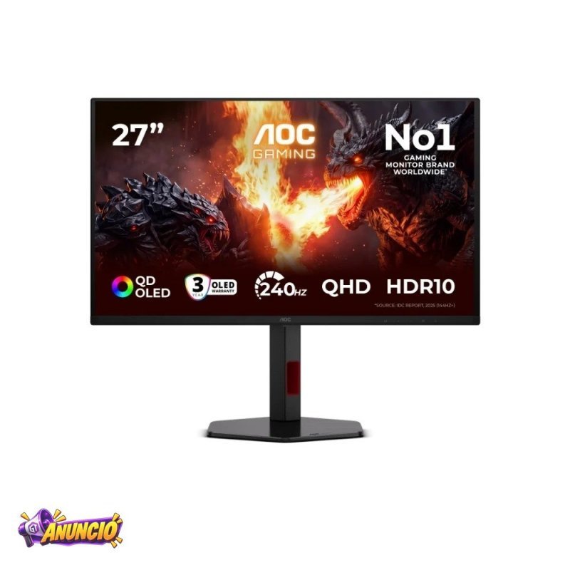 Monitor Gamer Aoc Agon 27 Quad Hd Oled 240Hz 003Ms G Sync Preto Q27G4Zdr