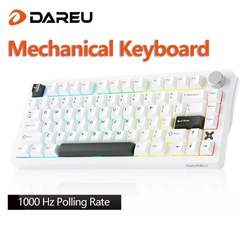 Teclado Mecânico DAREU para Jogos, Com Fio e Sem Fio, Hot Swappable, RGB, 4000mAh, 75% Gasket, Keycaps PBT, Teclado com Knob para Gamers 7