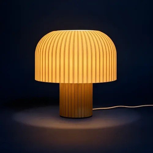 Abajur Luminária De Mesa Cogumelo Kaela Branco C/ Lampada Marrom-claro Branco 127/220v