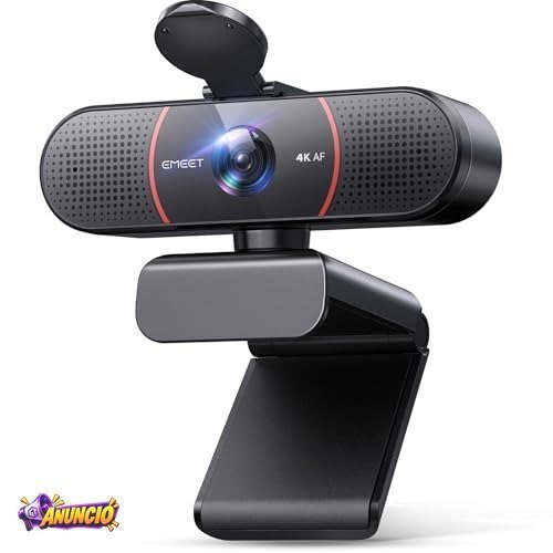 Webcam EMEET C960 4K, Sensor Sony UHD, Foco Automático PDAF, Microfones Duplos, Correção de Luz, FOV 73°, Capa de Privacidade