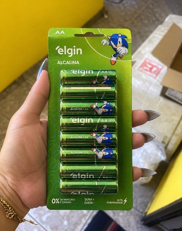 Pilha Alcalina AA com 16 Unidades, Elgin, Alcalina, 1.5V