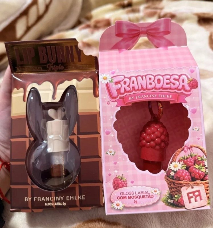 Kit Gloss Hidratante Labial Franboesa + Gloss Labial Lip Bunny Triple Chocolate - Fran By Franciny Ehlke