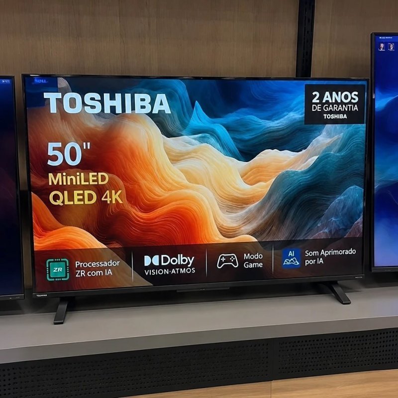 Toshiba Smart TV MiniLED QLED 4K 50" Polegadas 50M450RS com Processador de AI ZR Som Aprimorado por AI Modo Game