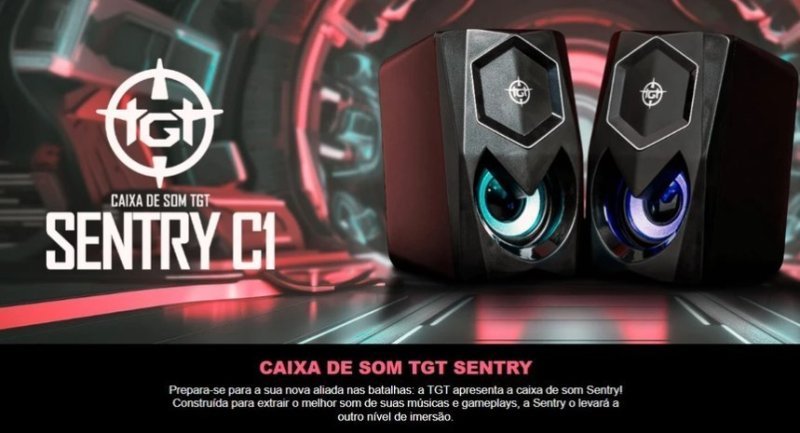 Caixas de Som Para Pc TGT Sentry, Rainbow, 2x3W Rms, Preto