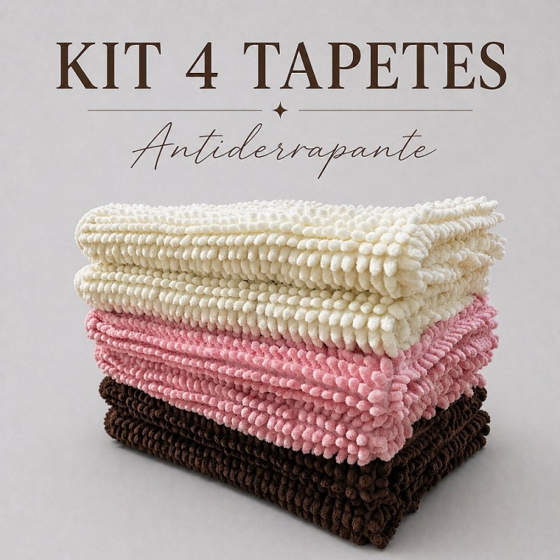 Kit Jogo Tapete de Banheiro Antiderrapante 58x38cm Tapete Bolinha Macarrão Microfibra Absorvente