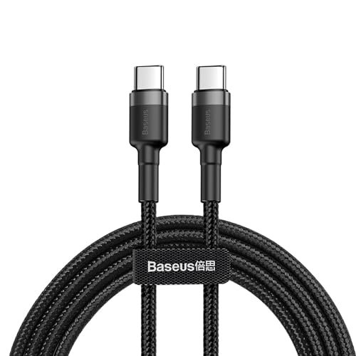 Cabo de 2 metros de Nylon BASEUS Turbo tipo C P/tipo C 60wats 3amp Cor Preto (2M - USB-C P/USB-C)