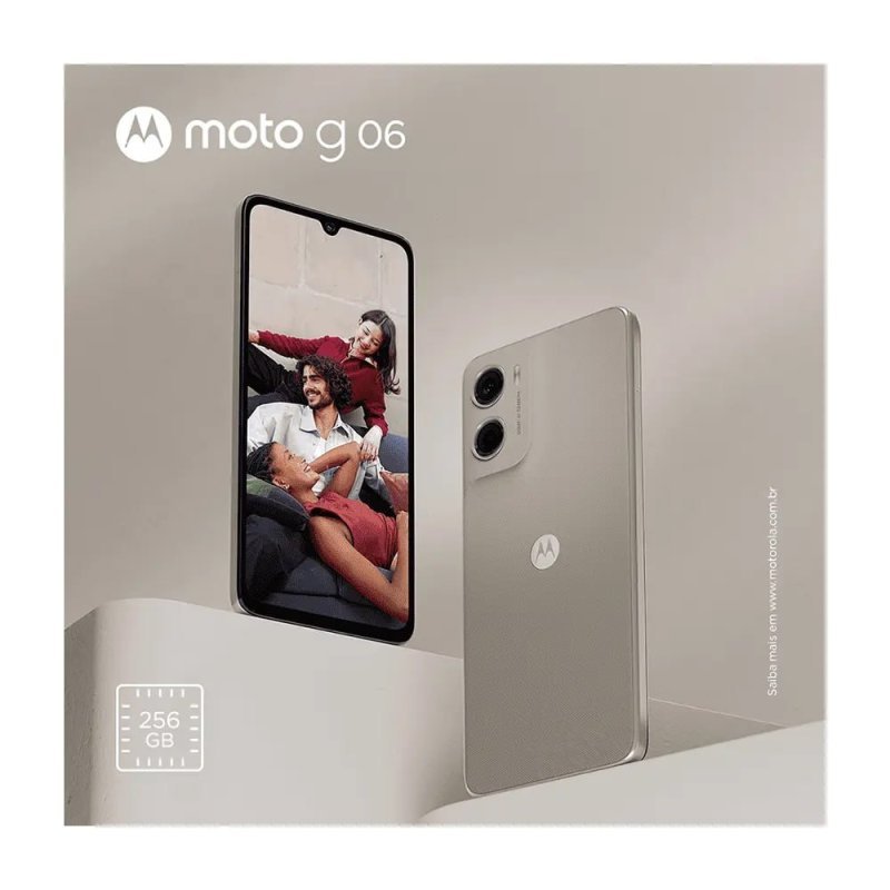 Smartphone Motorola Moto G06 256GB 4GB Ram 8GB Ram Boost E Camera 50mp Com Ai Bateria De 5200 Mah Tela 69 Bege