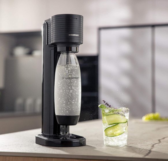 Máquina de Água com Gás Gaia Preta SodaStream com Cilindro + Frete Grátis