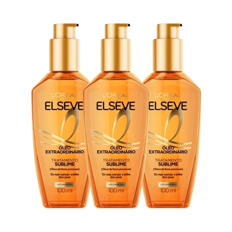 Kit 3 Óleo Capilar Elseve L'Oréal Paris Óleo Extraordinário 100ml - 3 unidades