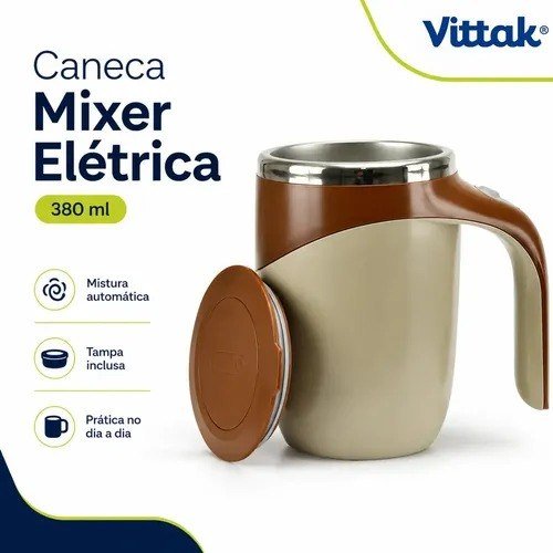 Vittak Caneca Mixer Elétrica Copo Mistura 380ml Com Tampa