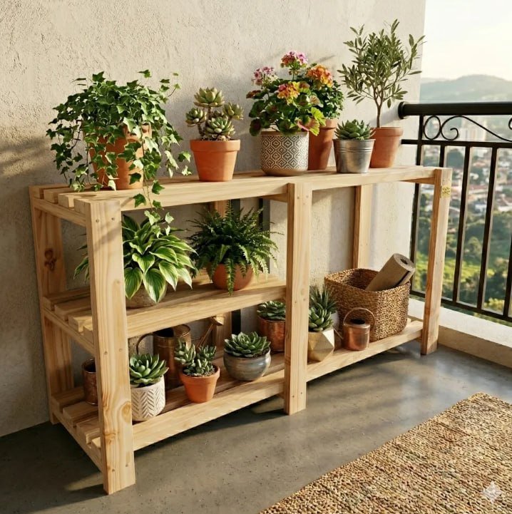 Jardim Vertical Madeira Pinus Estante P/ Hortalicias Treliça