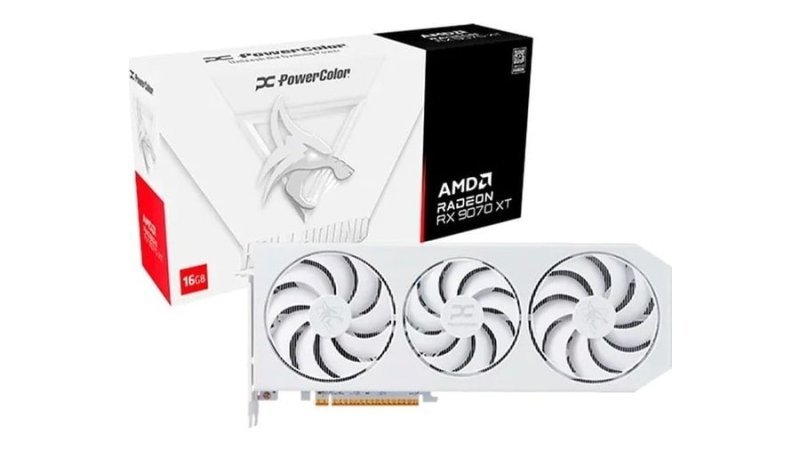 Placa de Vídeo PowerColor Hellhound Spectral White AMD Radeon RX 9070 XT 16GB GDDR6 RX9070XT 16G-L/OC/WHITE