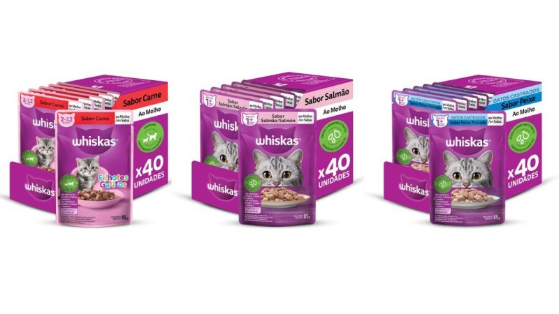 Ração Úmida Whiskas Sachê de 85g - Packs 40 un.