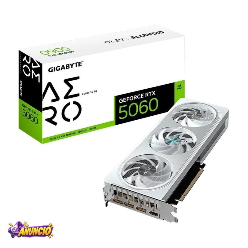 Placa De Video Gigabyte Rtx 5060 Aero Oc 8G Nvidia Geforce 8GB Gddr7 128Bits Dlss Triple Fan Ray Tracing Gv N5060Aero Oc 8Gd