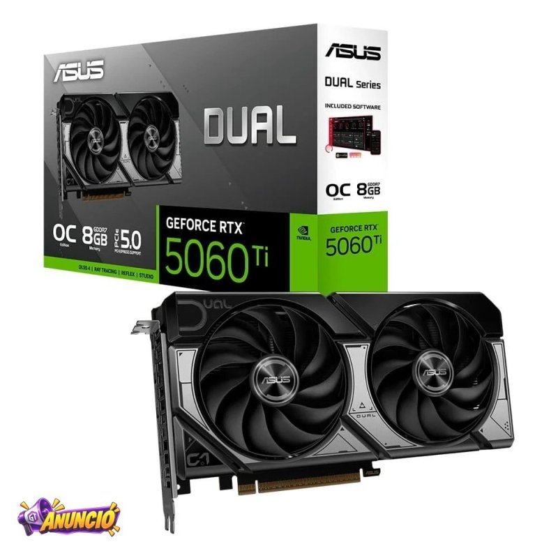 Placa De Video Asus RTX 5060 Ti Dual O8G Nvidia Geforce 8GB Gddr7 Dlss Ray Tracing